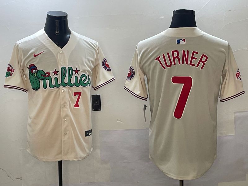 Men Philadelphia Phillies #7 Turner Cream Three generations Joint Name Game 2025 Nike MLB Jersey style 4